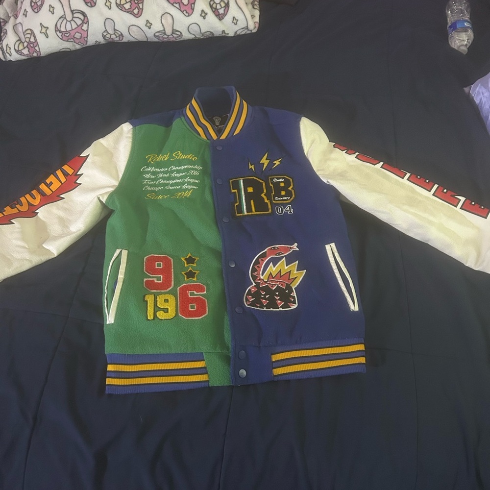 Rebel Minds Varsity Jacket with Chenille Patches